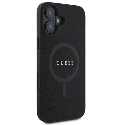 4. Guess Saffiano Classic Logo MagSafe iPhone 16 Plus Case - Black