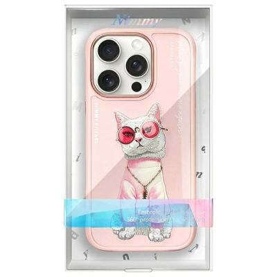 9. Nimmy Glasses Cool Cat Case for iPhone 16 Pro - Pink
