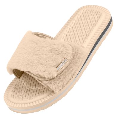 Kubota flip-flops with velcro and beige fur K24AW-100-001-03-1