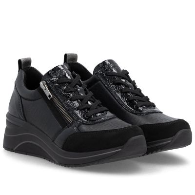 4. Women's wedge sneakers black Remonte Rieker D0T22-03