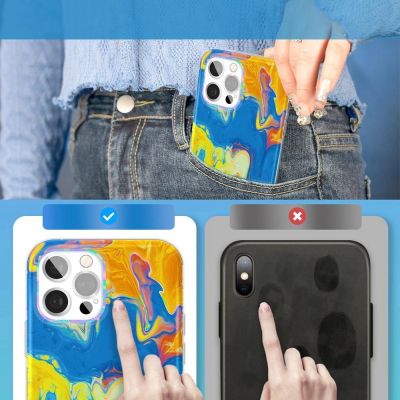 3. Kingxbar Watercolor Series color case for iPhone 12 Pro / iPhone 12 yellowblue