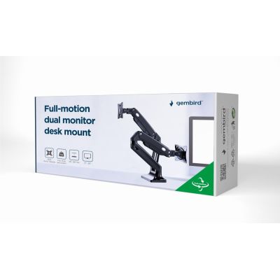 6. GEMBIRD ADJUSTABLE DESK ARM FOR 2 MONITORS 17"-35" UP TO 10KG