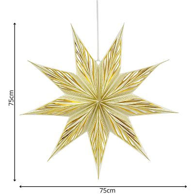 6. DECORATIVE HANGING PAPER STAR FSC 18x75CM WHITE 9 ARMS MICA