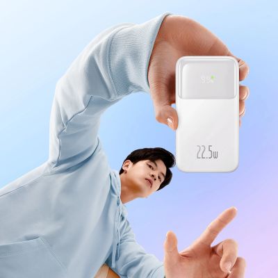 8. Baseus Comet Series powerbank with display 10000mAh 22.5W - white + USB-A - USB-C cable