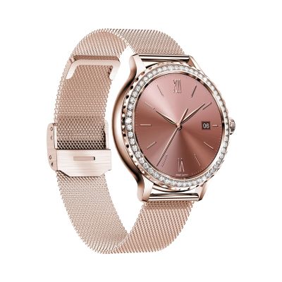 5. VELTORI VT320-1 Women's Smartwatch Gold Bracelet + Pink Silicone Strap