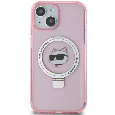 3. Karl Lagerfeld KLHMP15SHMRSCHP iPhone 15 6.1" pink/pink hardcase Ring Stand Choupette Head MagSafe