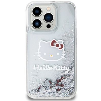 3. Hello Kitty Liquid Glitter Charms Kitty Head case for iPhone 13 Pro Max - silver