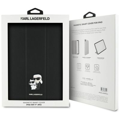 8. Karl Lagerfeld Saffiano Magnetic Karl & Choupette iPad Air 11" 2024 Book Cover Case - Black