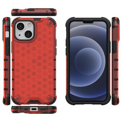 2. Honeycomb Case armor cover with TPU Bumper for iPhone 13 mini red