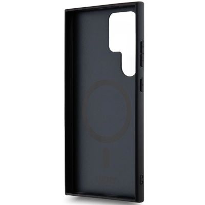 7. DKNY Leather Pattern Metal Logo MagSafe case for Samsung Galaxy S24 Ultra - black