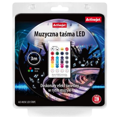 4. Activejet AJE-LED Music Stripe (180 lm; RGB - Multicolor; 3m; 7 W; IP65)