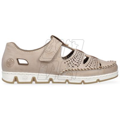 13. Rieker W RKR651 beige leather openwork shoes with velcro