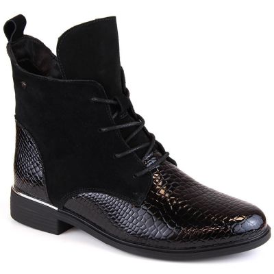 7. Filippo W PAW476 black patent leather insulated ankle boots