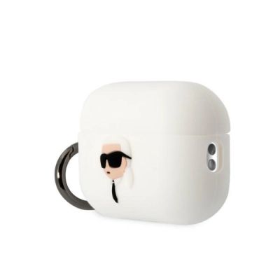 3. Karl Lagerfeld KLAP2RUNIKH AirPods Pro 2 cover white/white Silicone Karl Head 3D