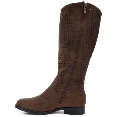 3. Women's openwork suede boots brown S.Barski HY62-8144