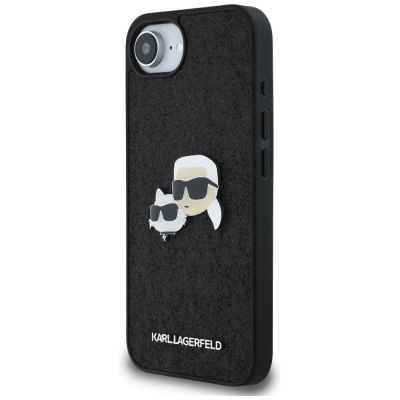 2. Karl Lagerfeld Fixed Glitter Karl&Choupette Heads Metal Pin iPhone 16e Case - Black