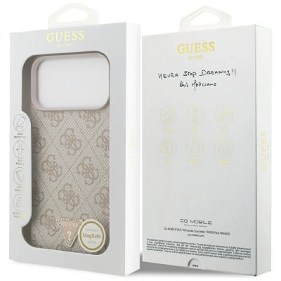 8. Guess Leather 4G Triangle Strass MagSafe Case for iPhone 17 Pro Max / 18 Pro Max - Pink
