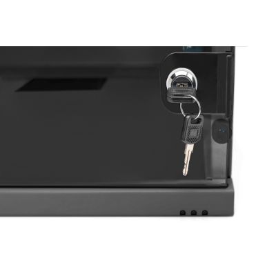 2. 19" 4U wall-mounted network cabinet, SOHO 241 x 540 x 400 mm, glass door, black, unassembled, 60 kg