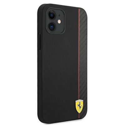 4. Ferrari FESAXHCP12SBK iPhone 12 mini 5.4" black/black hardcase On Track Carbon Stripe