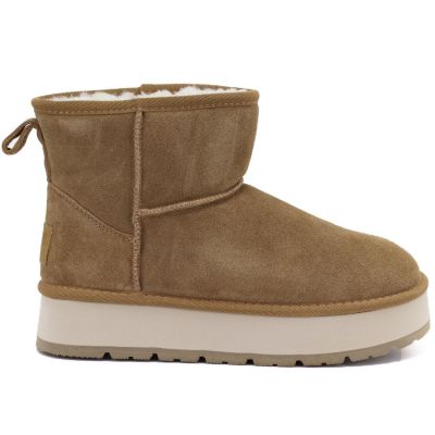2. Women's leather ankle boots with platform, beige Big Star UU274692