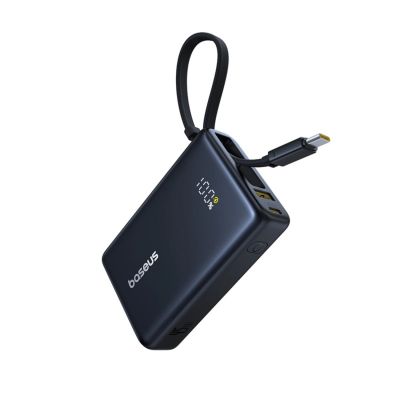 3. Baseus PicoGo 10000mAh 45W Power Bank with Digital Display and Built-in USB-C Cable - Black