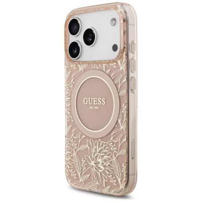 3. Guess IML Flowers Electro Pearl Strap MagSafe Case for iPhone 17 Pro - Pink