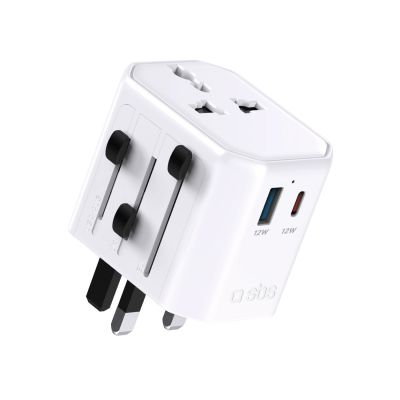 SBS TEADAPTUSBTCUNI USB-C USB-A Universal Travel Adapter - White