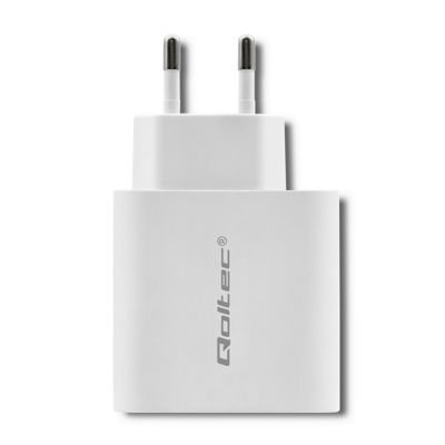 4. QOLTEC WALL CHARGER 45W | 5-20V | 2.4-3A | USB TYPE C PD | USB | WHITE