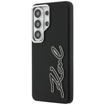 2. Karl Lagerfeld Grained Signature Metal Resin Logo Case for Samsung Galaxy S26 Ultra - Black