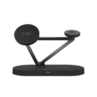 4. Tech-Protect QI15W-A41 3in1 Wireless Charger with MagSafe for Apple Devices - Black