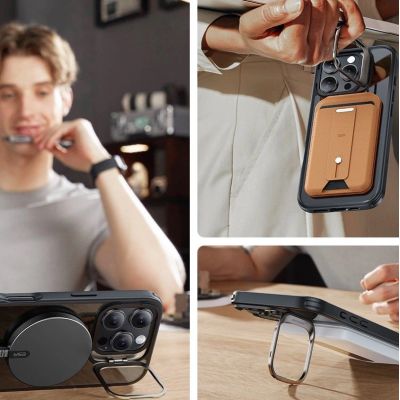 2. ESR Classic Hybrid Kickstand Halolock MagSafe Case with Stand + Tempered Glass for iPhone 16 Pro Max - Clear with Black Frame