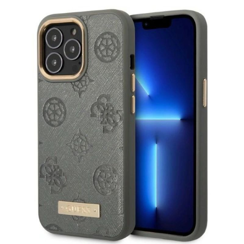 9. Guess GUHMP13LSAPSTG iPhone 13 Pro / 13 6.1" grey/grey hardcase Peony Logo Plate MagSafe
