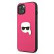 2. Karl Lagerfeld Leather Ikonik Karl's Head Metal Case for iPhone 13 mini - Pink