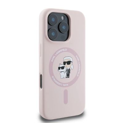 2. Karl Lagerfeld Silicone Karl&Choupette Heads MagSafe Case for iPhone 16 Pro Max - Pink