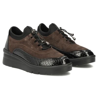 4. Leather suede crocodile wedge shoes brown Filippo DP8106