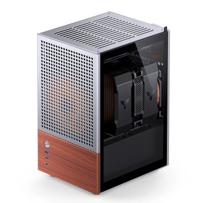 33. Jonsbo T6 Mini-Tower PC Case, Mini-ITX, Tempered Glass, Wood - Silver