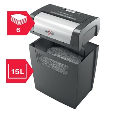6. Rexel Momentum X406 Shredder, 6 Sheets, 15 L Bin