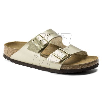 8. Birkenstock Arizona Birko-Flor Gold Women's Slides Regular Wide (1016110)