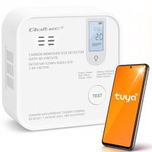 Qoltec Certified Wireless Carbon Monoxide Sensor with Battery | CO Detector | TUYA | Wi-Fi | 10-year sensor life | 85dB Alarm | LED