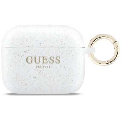 Guess Silicone Glitter Ring Case for AirPods Pro 3 - White