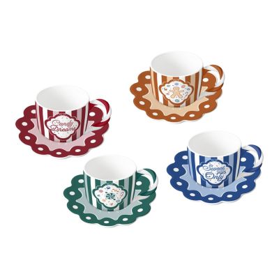 4-Piece Espresso Cup and Saucer Set NCANDY003 BIALETTI