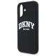 6. DKNY Silicone White Printed Logo MagSafe iPhone 16 Case - Black
