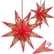 DECORATIVE HANGING PAPER STAR FSC 18x60CM RED 9 ARMS MICA