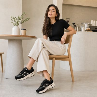 9. Women's leather shoes, sneakers, black Filippo DP7772