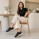 9. Women's leather shoes, sneakers, black Filippo DP7772