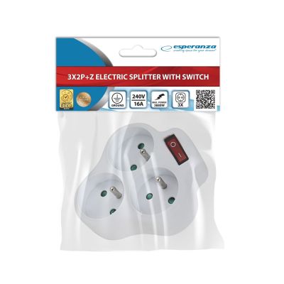 6. ESPERANZA ELK304W 3-OUTLET ELECTRIC SWITCH WITH SWITCH, WHITE