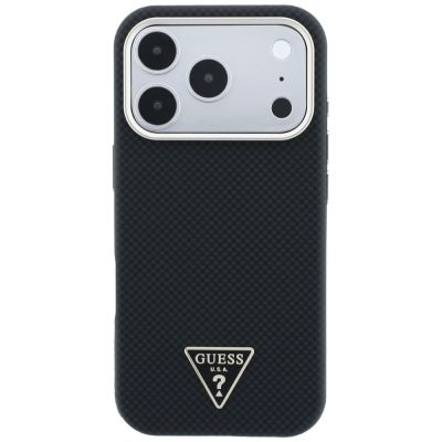 3. Guess Kevlar Triangle Logo MagSafe Case for iPhone 17 Pro / 18 Pro - Black