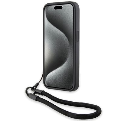 4. BMW Signature Leather Wordmark Cord case for iPhone 15 Pro - black