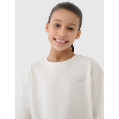3. Girls' oversize plain T-shirt 4F 4FJWSS25TTSHF1851-12S