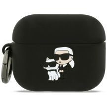 Karl Lagerfeld Silicone Karl & Chaupette Head 3D Case for AirPods Pro 3 - Black